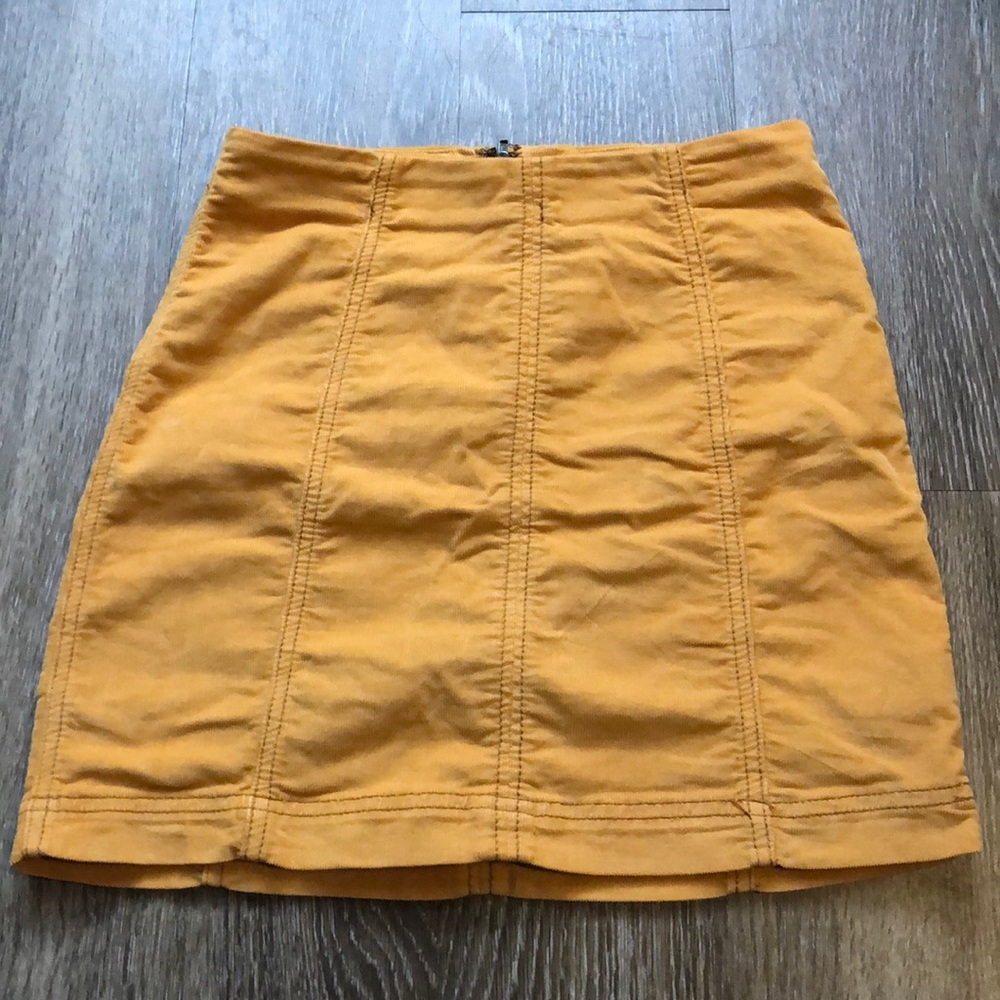 Free People Yellow/Gold Denim-like Skirt